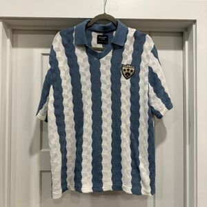 Abercrombie & Fitch Jersey-Inspired Blue and White Polo Shirt